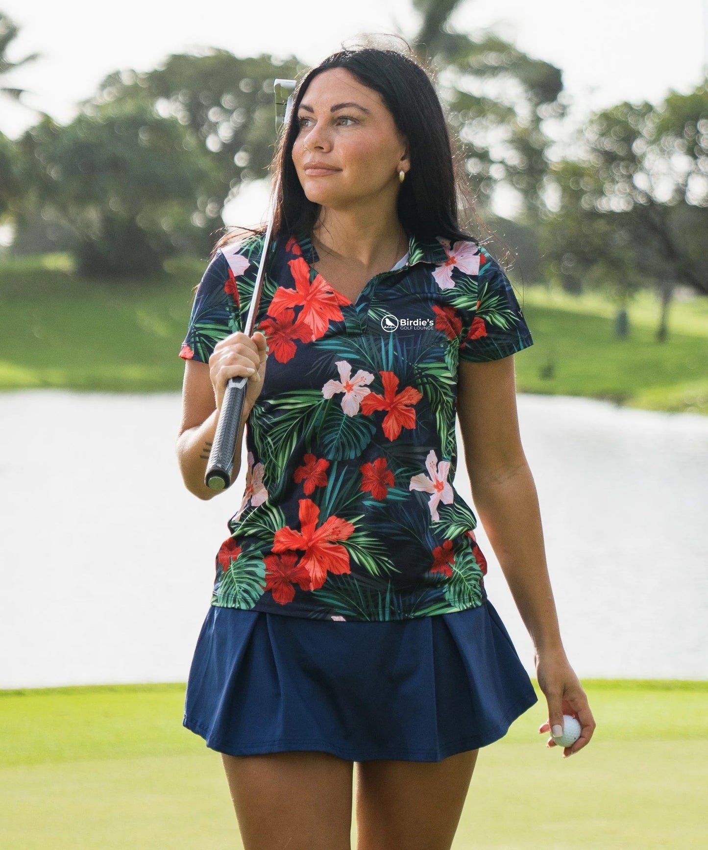 Jungle Hibiscus Women's Golf Polo