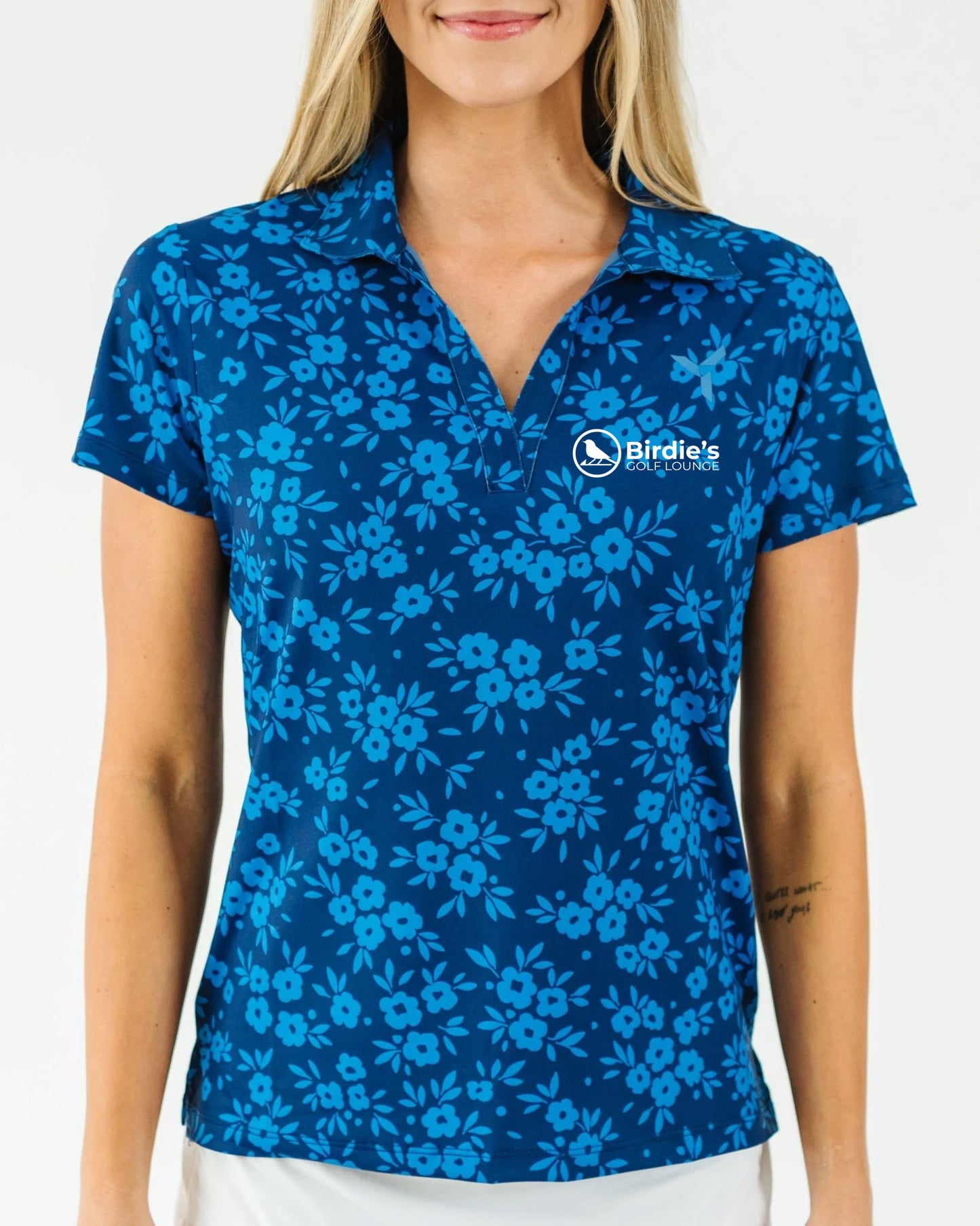 Navy Daisy Women's Golf Polo