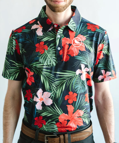 Jungle Hibiscus Golf Polo