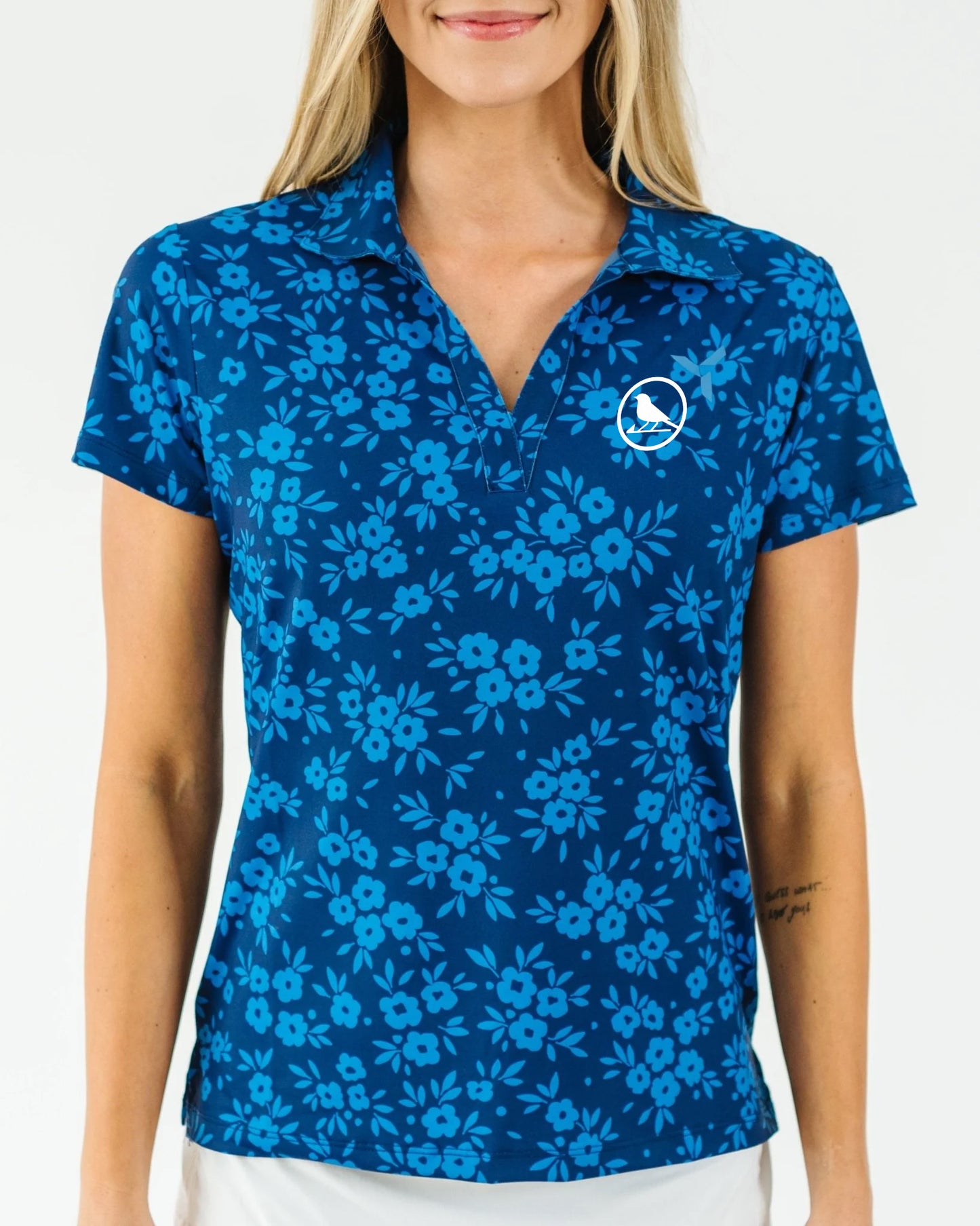 Navy Daisy Women's Golf Polo