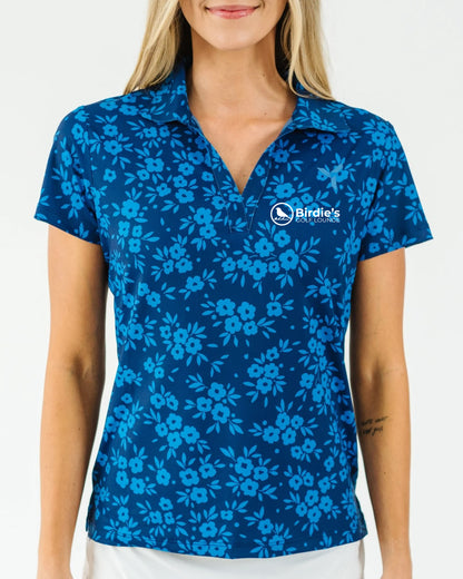 Navy Daisy Women's Golf Polo